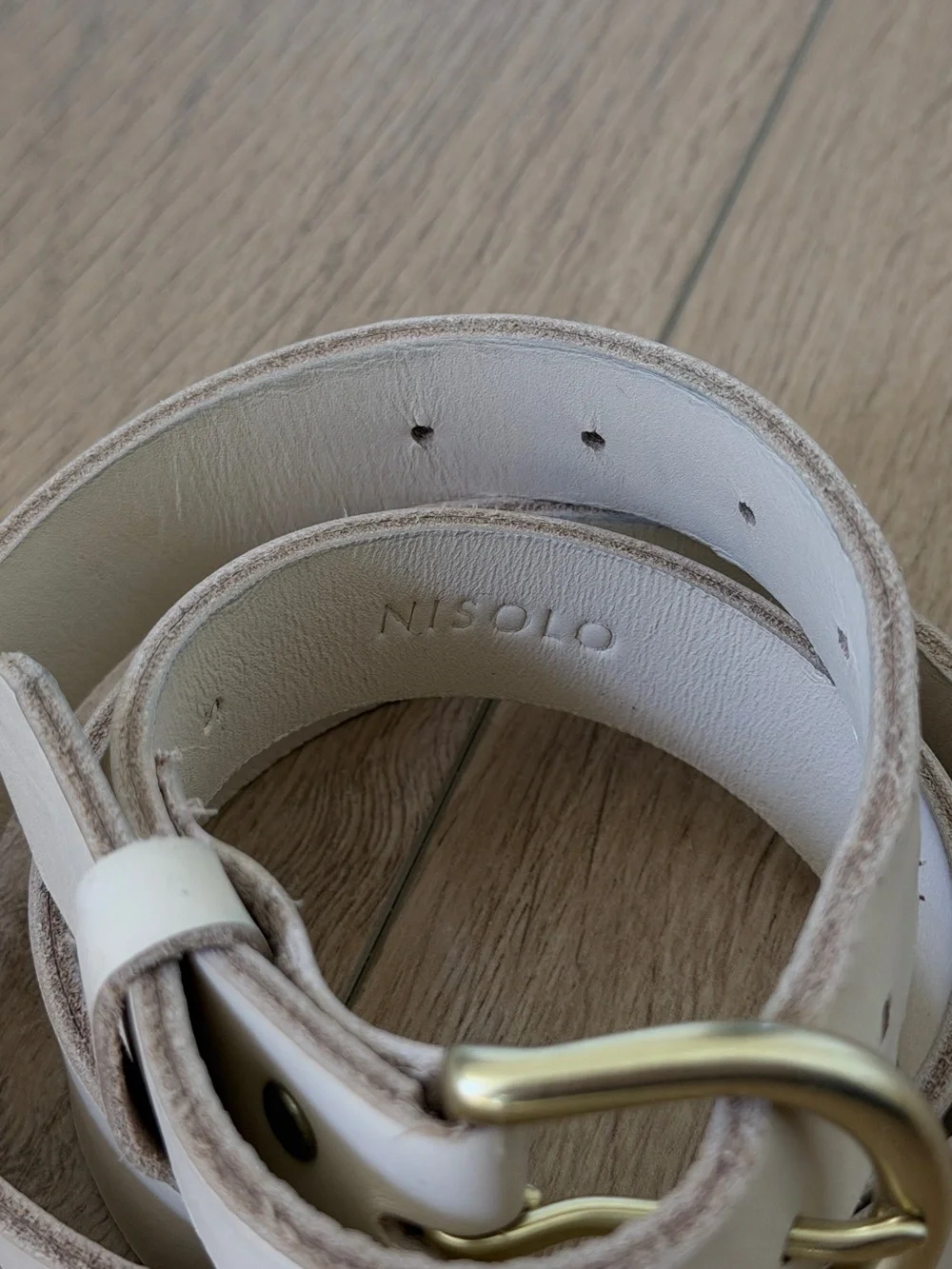 LIKE NEW Nisolo Noemi Cream Leather Belt with Gold Buckle
